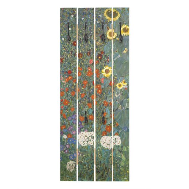 Porte manteau mural shabby chic Gustav Klimt - Tournesols de jardin