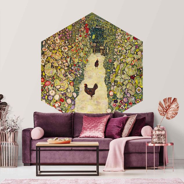 Tableaux Artistiques Gustav Klimt - Chemin de jardin avec poules