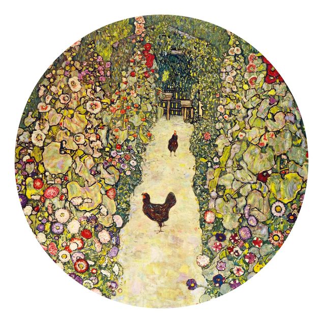 Tapisserie moderne Gustav Klimt - Chemin de jardin avec poules