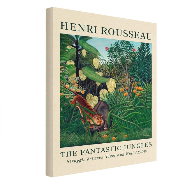Tableaux verts Henri Rousseau - Combat entre un tigre et un buffle - Édition musée