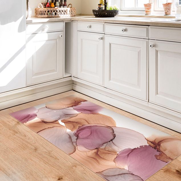 tapis modernes Vibrations d'automne en violet et cuivre