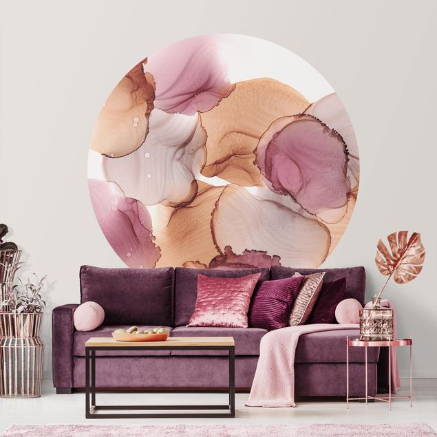 tapisserie panoramique Vibrations d'automne en violet et cuivre