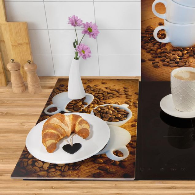 Cache plaques de cuisson en verre - 3 espresso cups with coffee beans