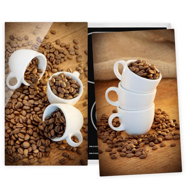 Décorations cuisine 3 tasses à expresso avec des grains de café