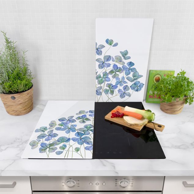 Cache plaques de cuisson Fleurs d'hortensia bleues