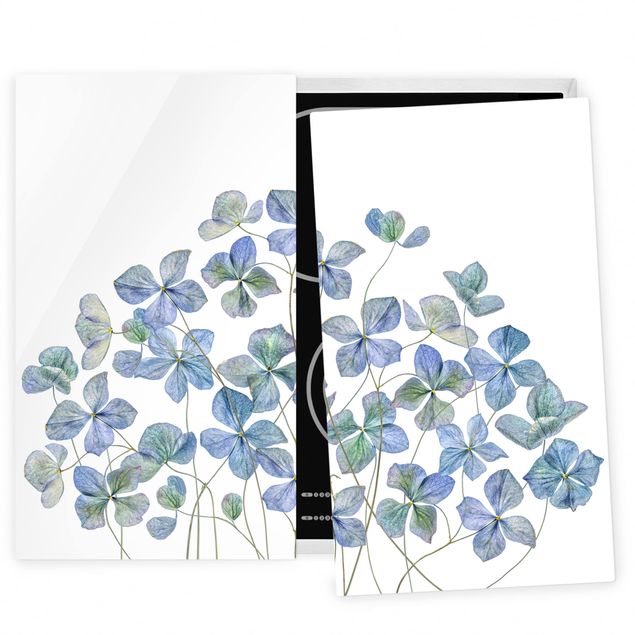 Cache plaques de cuisson fleurs Fleurs d'hortensia bleues