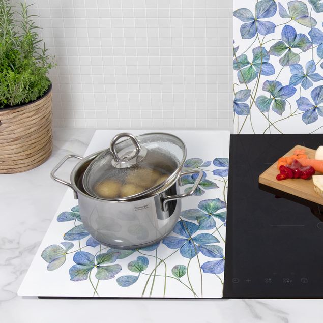Cache plaques de cuisson en verre - Blue Hydrangea Flowers