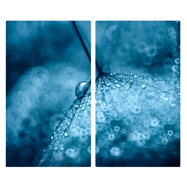 Cache plaques de cuisson en verre - Blue Dandelion In The Rain