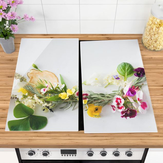 Cache plaques de cuisson fleurs Herbes fraîches et fleurs comestibles