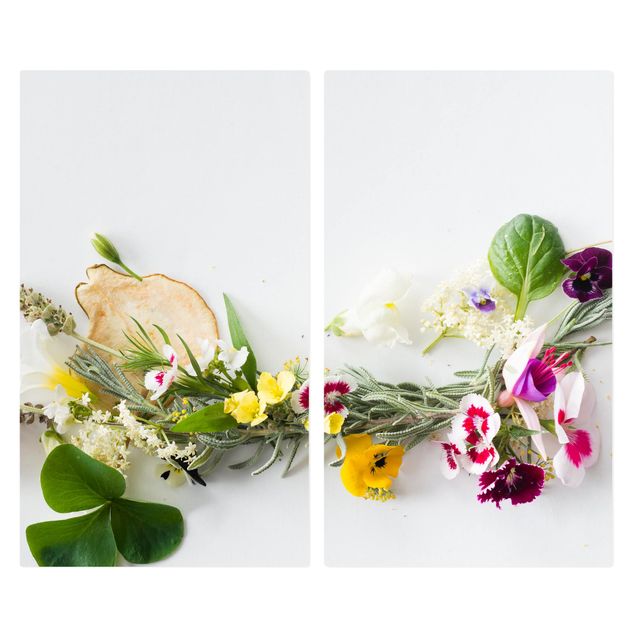 Cache plaques de cuisson en verre - Fresh Herbs With Edible Flowers