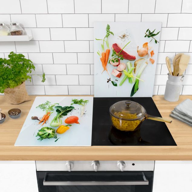 Cache plaques de cuisson en verre - Vegetables and beef bouillon