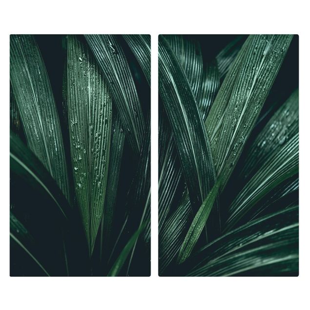 Cache plaques de cuisson en verre - Green Palm Leaves