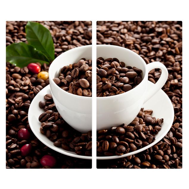 Cache plaques de cuisson en verre - Coffee Cup With Roasted Coffee Beans