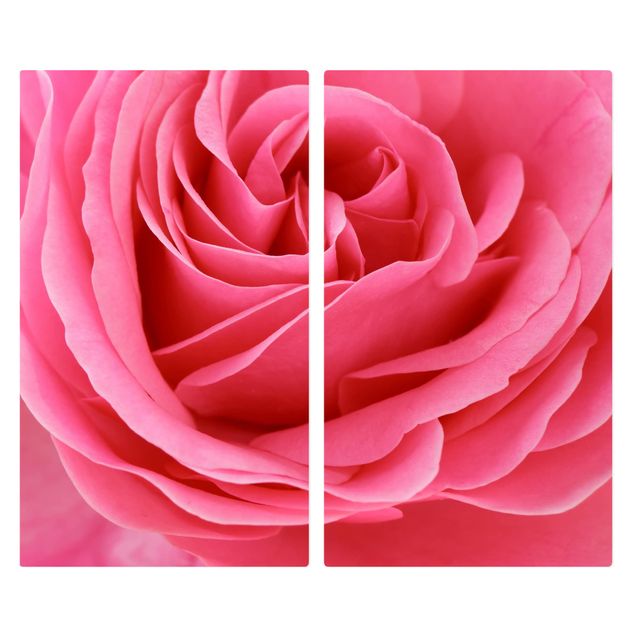 Cache plaques de cuisson en verre - Lustful Pink Rose