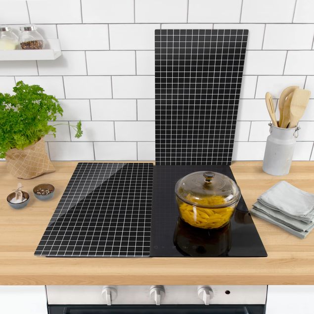 Cache plaques de cuisson en verre - Mosaic Tiles Black Matt