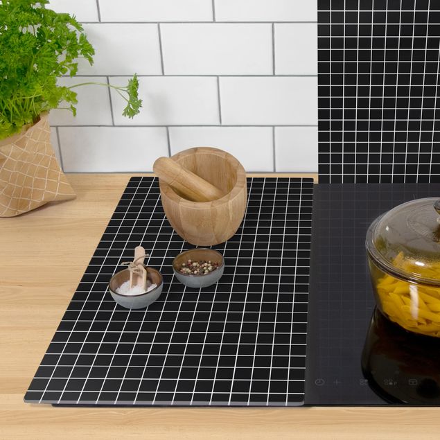 Cache plaques de cuisson en verre - Mosaic Tiles Black Matt