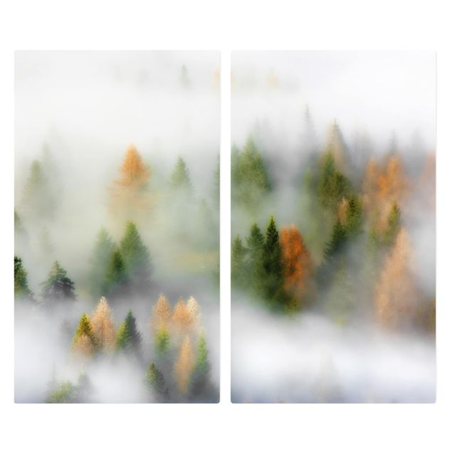 Cache plaques de cuisson en verre - Cloud Forest In Autumn