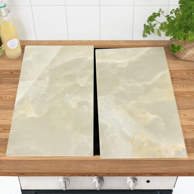 Cache plaques de cuisson effet pierre Onyx Marble Cream