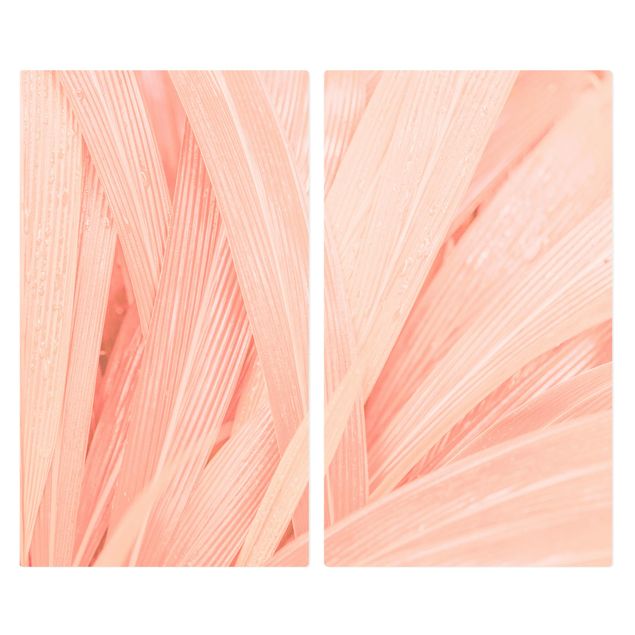 Cache plaques de cuisson en verre - Palm Leaves Light Pink