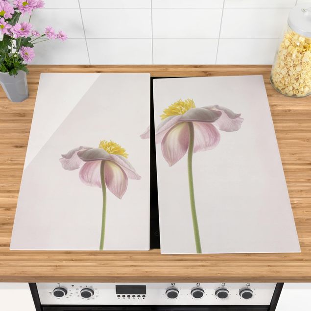 Cache plaques de cuisson fleurs Fleurs d'anémone rose