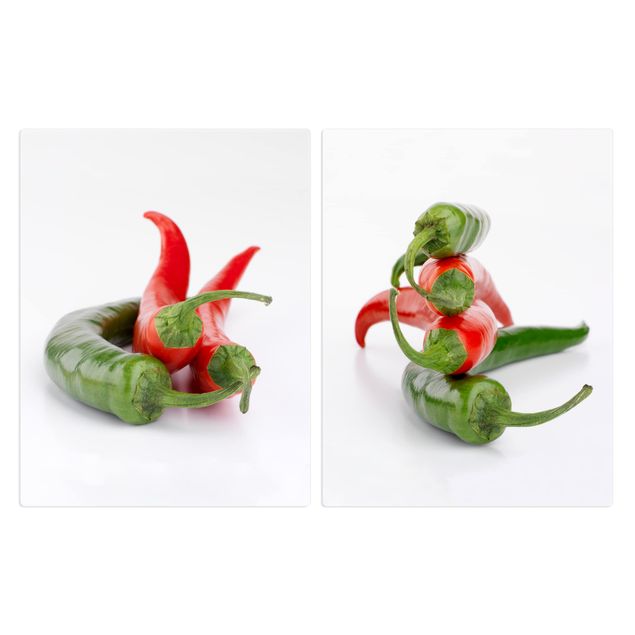 Cache plaques de cuisson en verre - Red and green peppers