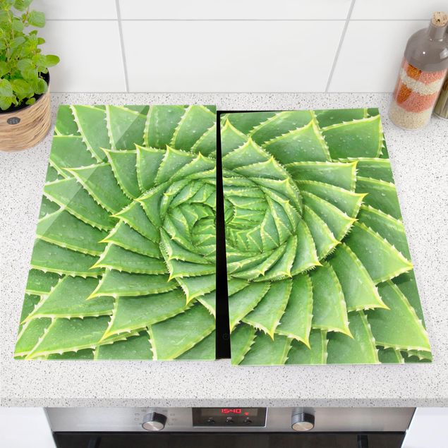Cache plaques de cuisson fleurs Aloès en spirale