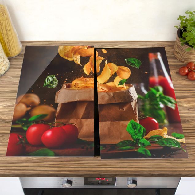 Cache plaques de cuisson fleurs Collation de tomates et basilic