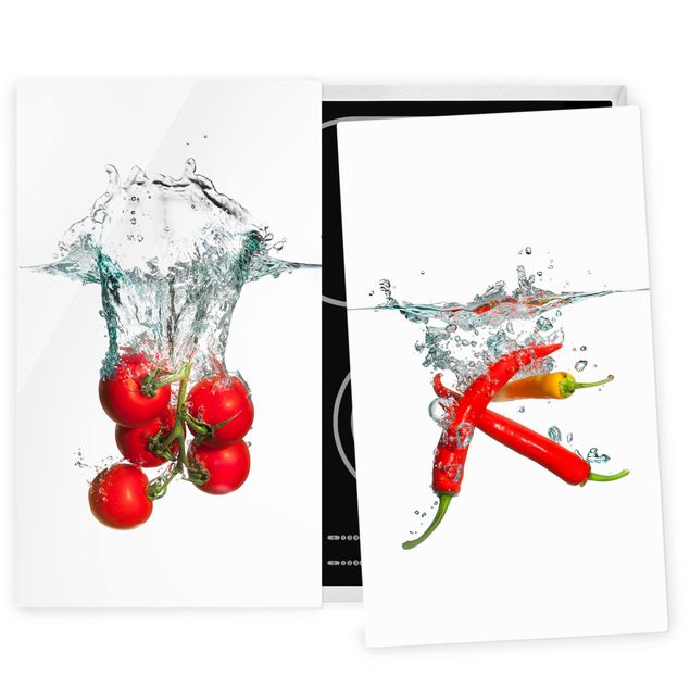 Déco mur cuisine Tomates et piments dans l'eau