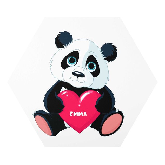 Tableau amour Panda au cœur