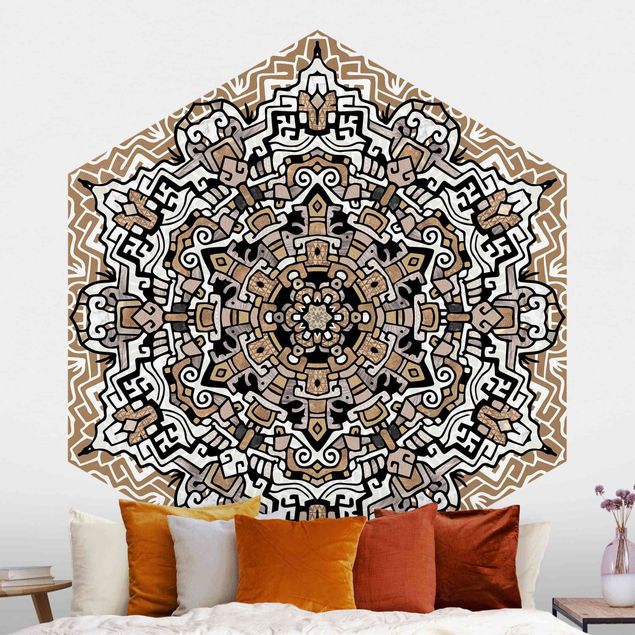 Papiers peints modernes Mandala hexagonal avec détails