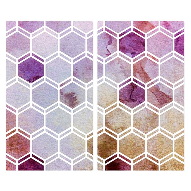 Cache plaques de cuisson - Hexagonal Dreams Watercolour In Berry