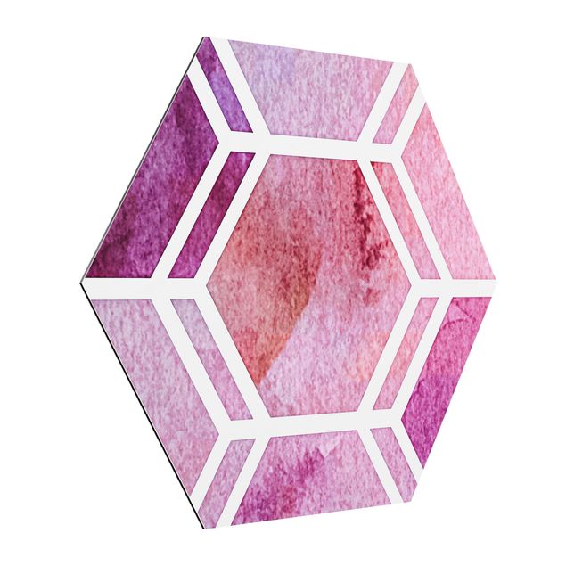 Tableaux lilas Hexagonal Dreams Watercolour In Berry