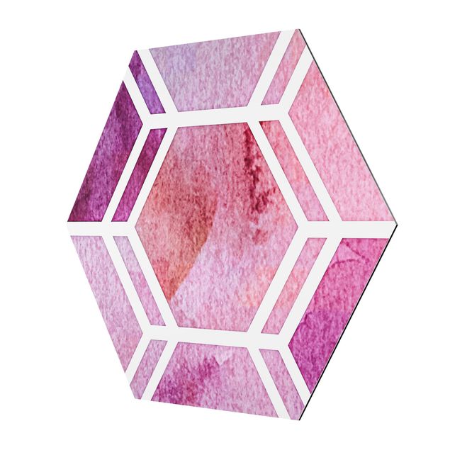 Alu dibond Hexagonal Dreams Watercolour In Berry