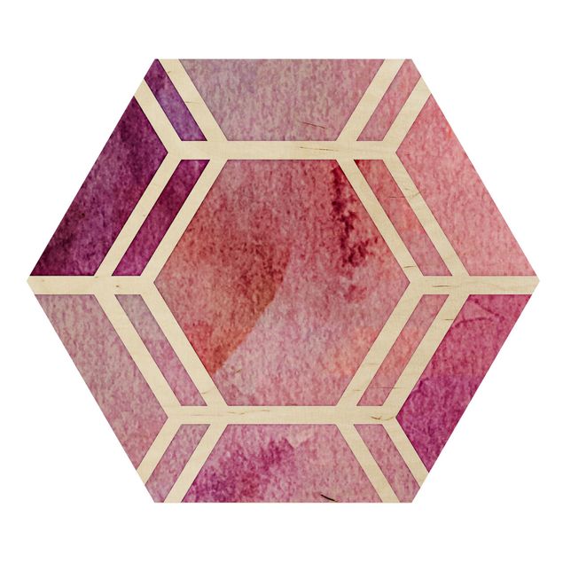 Tableau décoration Hexagonal Dreams Watercolour In Berry