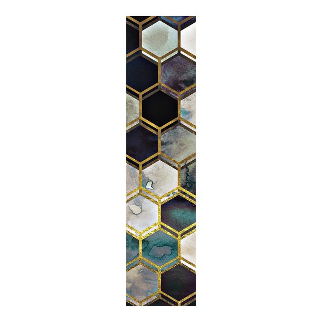 Panneaux coulissants avec dessins Rêves hexagonaux Aquarelle avec or