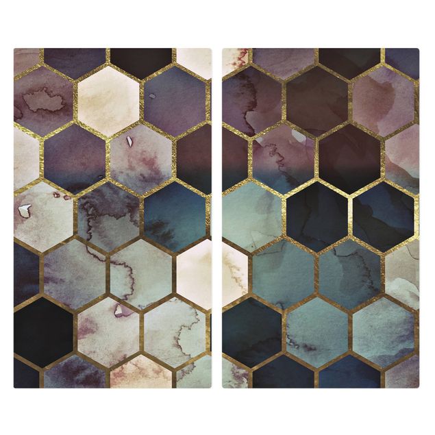 Cache plaques de cuisson - Hexagonal Dreams Watercolour Pattern