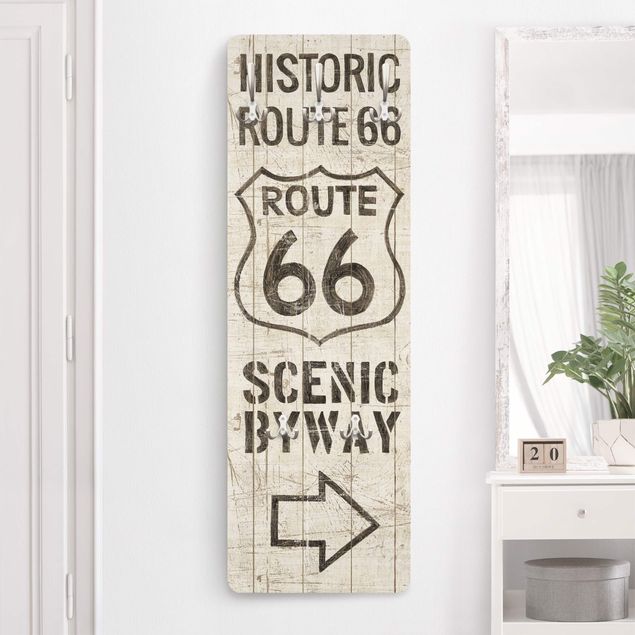 Porte-manteaux muraux avec citations Historic Route 66