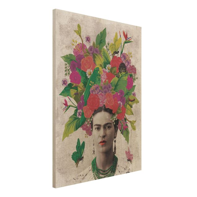Déco murale cuisine Frida Kahlo - Portrait de fleurs