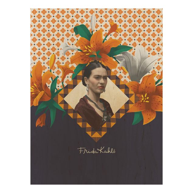 Tableaux en bois avec fleurs Frida Kahlo - Lys