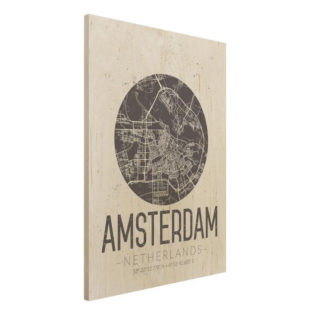 Déco mur cuisine Plan de ville d'Amsterdam - Rétro
