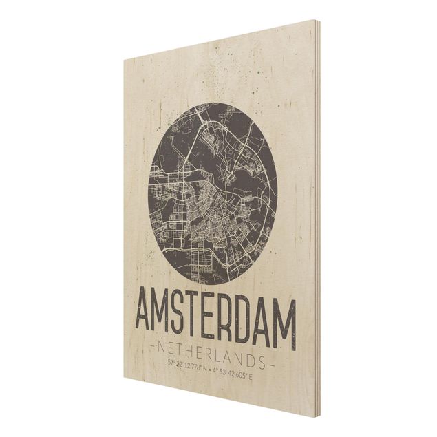 Tableaux muraux Plan de ville d'Amsterdam - Rétro