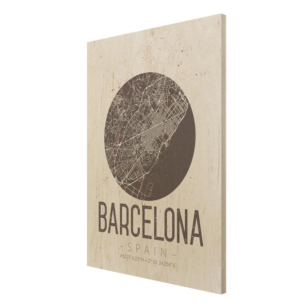 Tableau décoration Plan de ville de Barcelone - Rétro