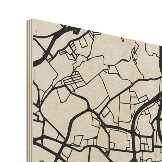Tableau en bois - Lisbon City Map - Classic