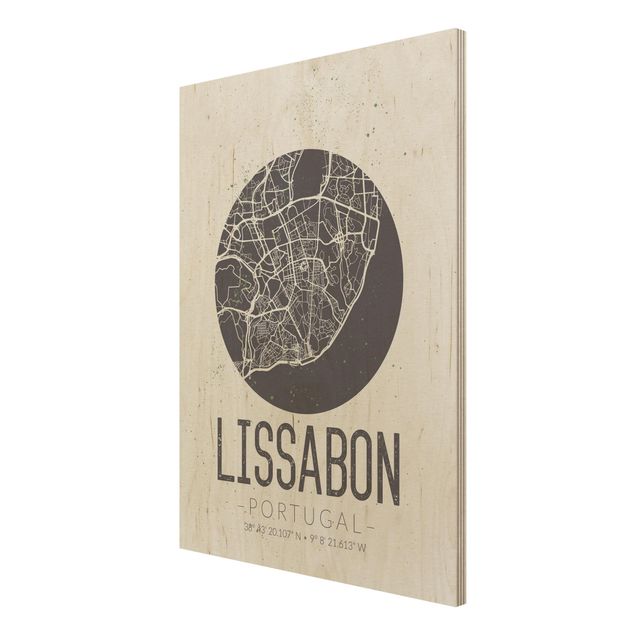 Tableaux Plan de ville de Lisbonne - Rétro