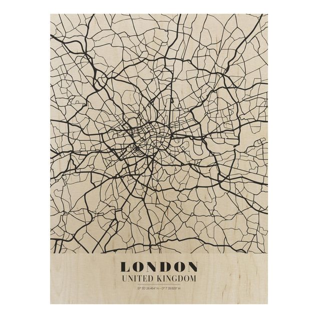Tableaux en bois avec citations Plan de ville de Londres - Classique