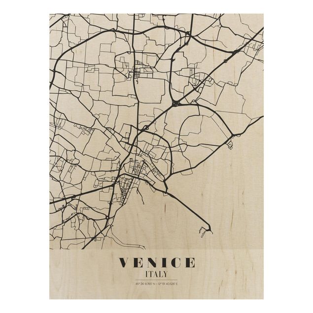 Tableaux en bois avec citations Plan de ville de Venise - Classique