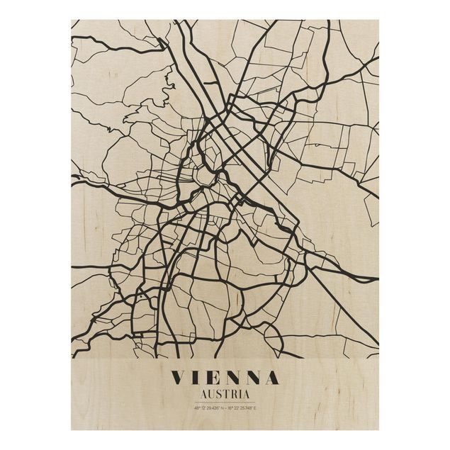 Tableaux en bois avec citations Plan de ville de Vienne - Classique
