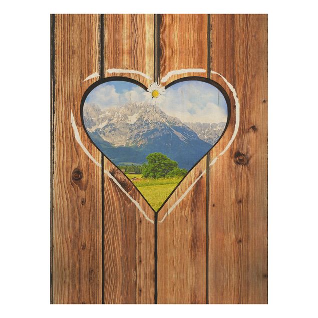 Tableaux en bois avec paysage Cabanes de montagne