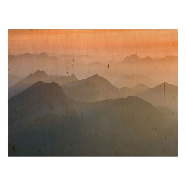 Tableaux en bois avec paysage Vue de la montagne Zugspitze