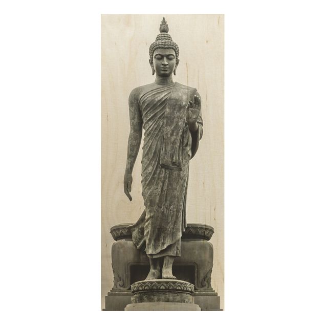 Tableau vintage bois Statue de Bouddha